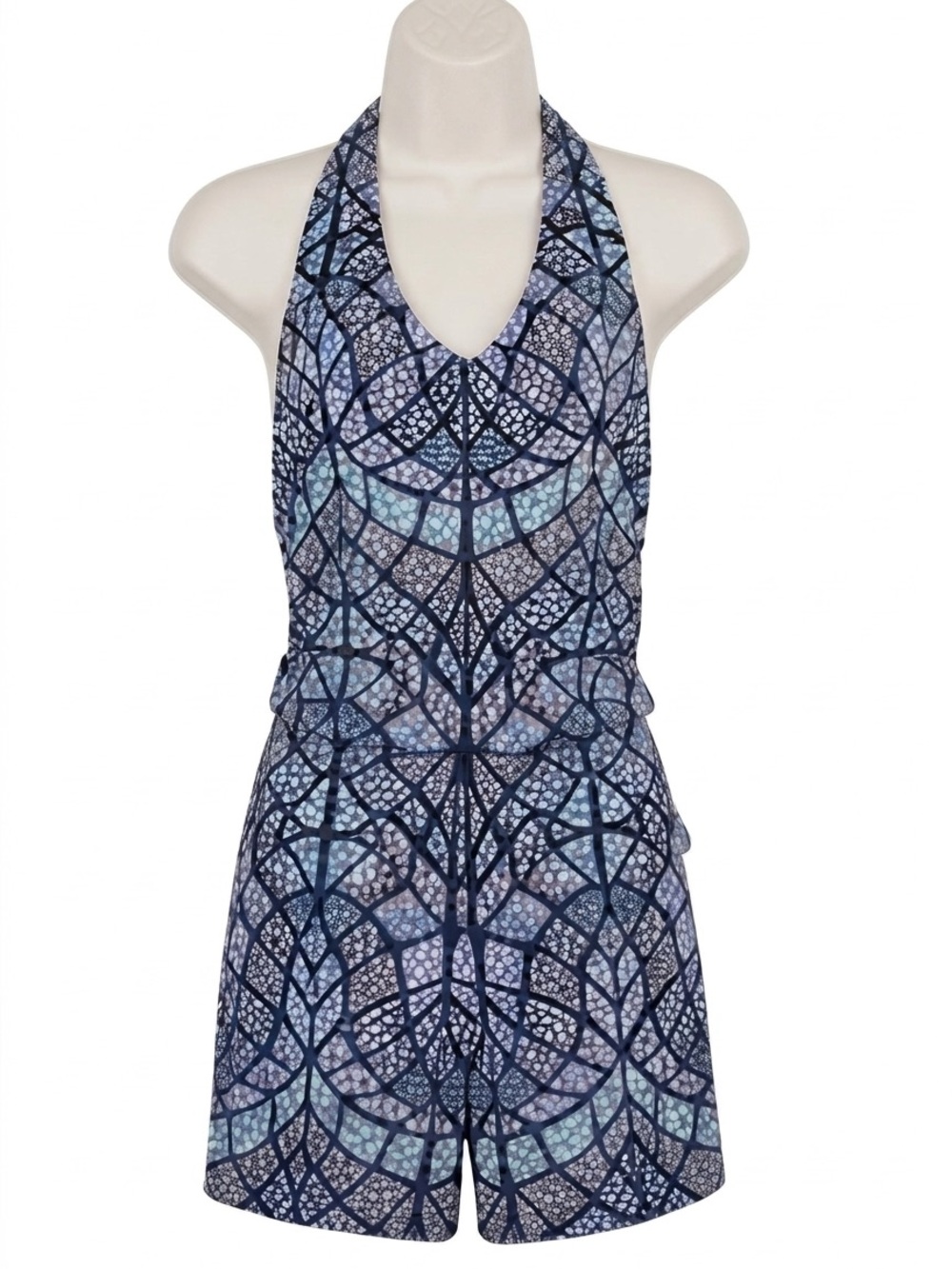 TART Finn Halter Romper - Geometric Mesh Print - Size M
